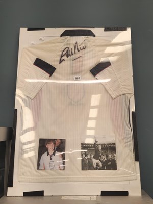 Lot 592 - A Euro 98 Umbro England home football shirt,...