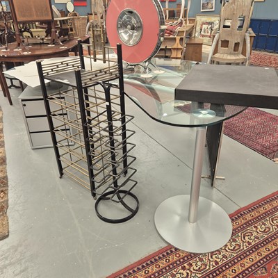 Lot 164 - A modern tubular steel and glass office desk H...