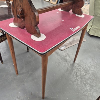 Lot 167 - A mid century beech and melamine kitchen table...
