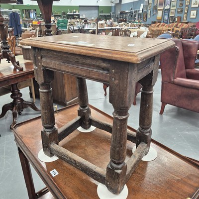Lot 173 - An 17th century and later oak joint stool, the...
