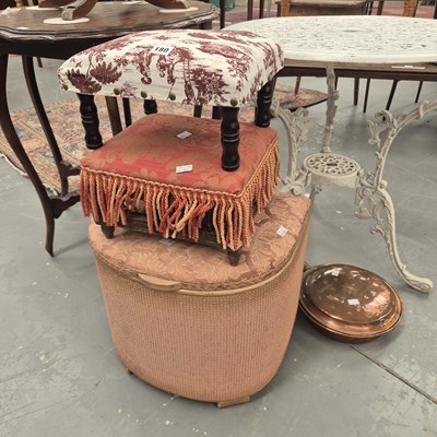 Lot 180 - A Victorian upholstered and fringed footstool...