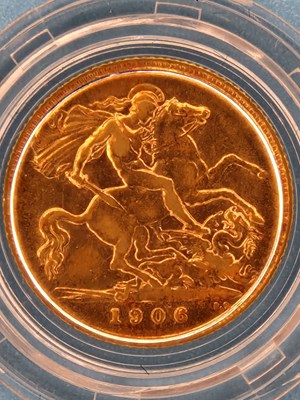 Lot 2807 - A 22ct gold half sovereign dated 1906,...