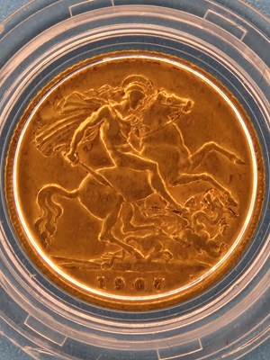 Lot 2808 - A 22ct gold half sovereign dated 1907,...
