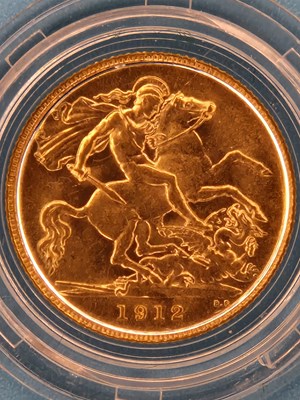 Lot 2813 - A 22ct gold half sovereign dated 1912,...
