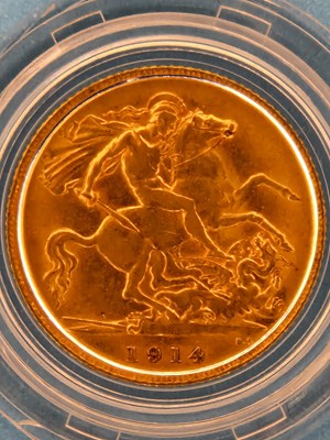 Lot 2815 - A 22ct gold half sovereign dated 1914,...