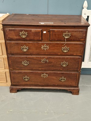 Lot 192 - A 19th century crossbanded oak chest of two...