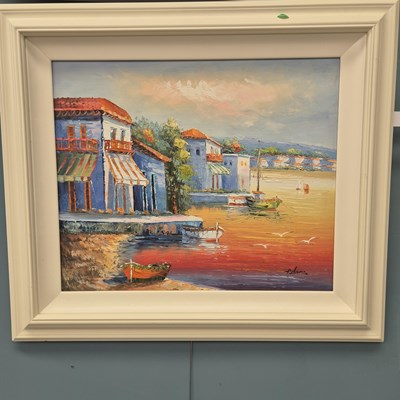Lot 194 - A contemporary Mediterranean scene, signed...