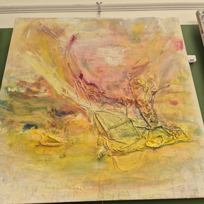 Lot 203 - A modern abstract impasto and textile oil on...