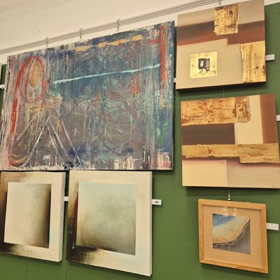 Lot 206 - A large impasto abstract oil on canvas,...