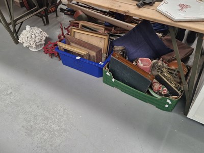 Lot 652 - Red painted iron scales, picture frames, a...
