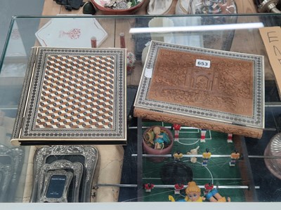 Lot 653 - Two Indian micromosaic velvet lined folders,...