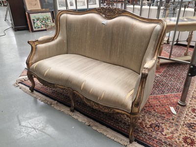Lot 221 - A French style gilt show frame two seat settee...