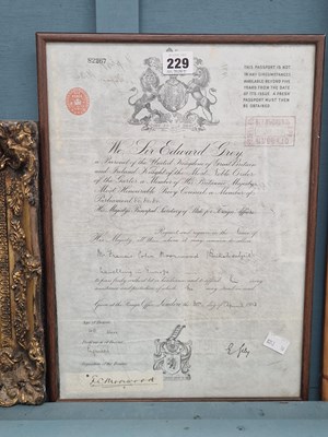 Lot 229 - A double sided frame of a passport issued to...