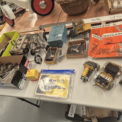 Lot 702 - Meccano magazines, partially made model...