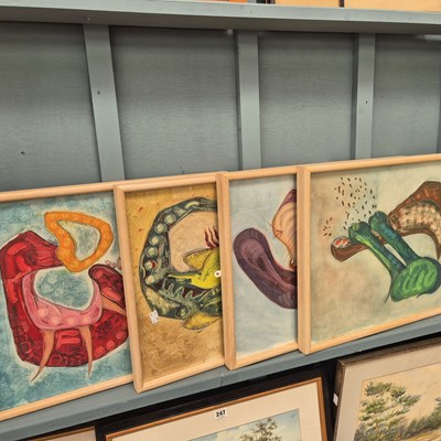 Lot 244 - Louise Carver, four 20th century acrylics on...