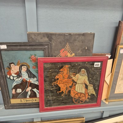 Lot 265 - Two iconographic reverse painted glass works,...