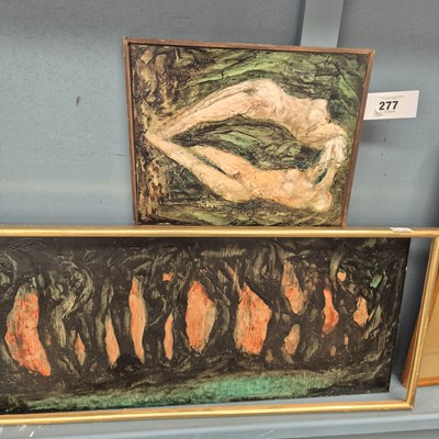 Lot 277 - Two abstract works, impasto oils on board, the...