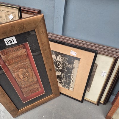 Lot 281 - A framed west African type plaque 27 × 8cm,...