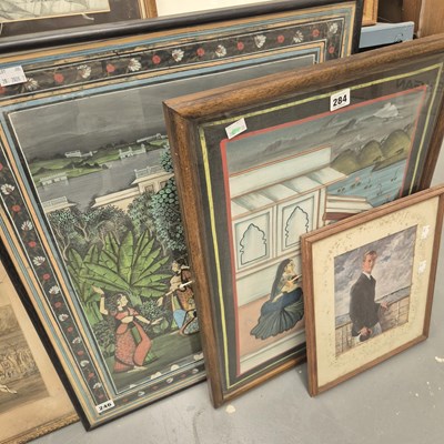 Lot 284 - Two Asian sub continental watercolours on silk,...