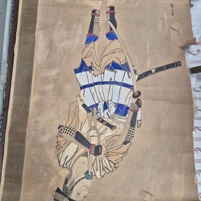 Lot 295 - A Japanese Kakemona scroll painting of a...