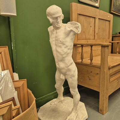 Lot 299 - A plaster cast of a helmeted man after the...