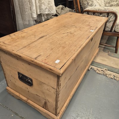 Lot 312 - A Victorian pine blanket box on a shaped...