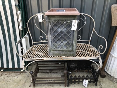 Lot 453 - A white painted metal bench H 98 W 120 D 50cm,...