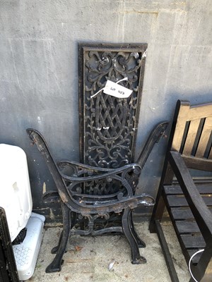 Lot 458 - Metal bench parts, the back and two ends