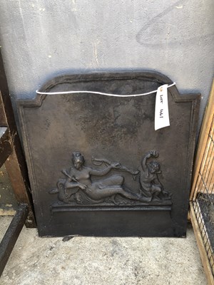Lot 461 - A cast iron fireback depicting Greek figures...