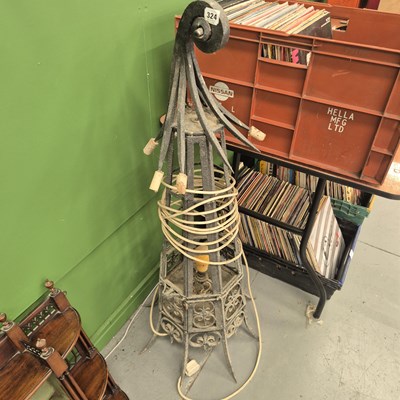 Lot 324 - A large wrought iron lantern H 119cm