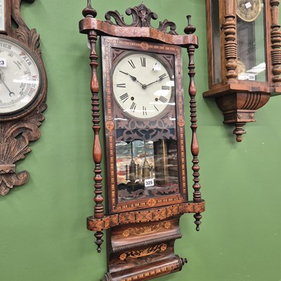 Lot 325 - A Victorian inlaid wall clock H 90cm
