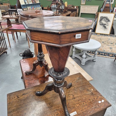 Lot 333 - A Victorian trumpet shaped work table with a...