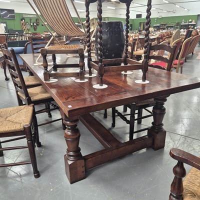 Lot 343 - A bespoke modern oak refectory table, the five...