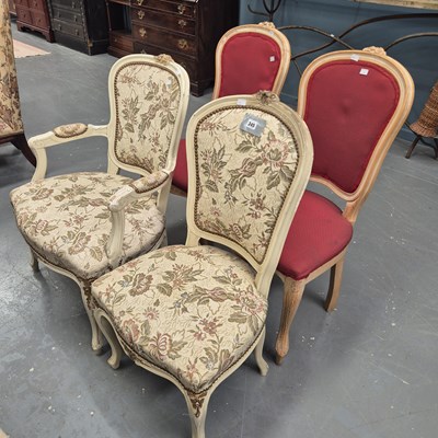 Lot 345 - Four French style show frame side chairs...