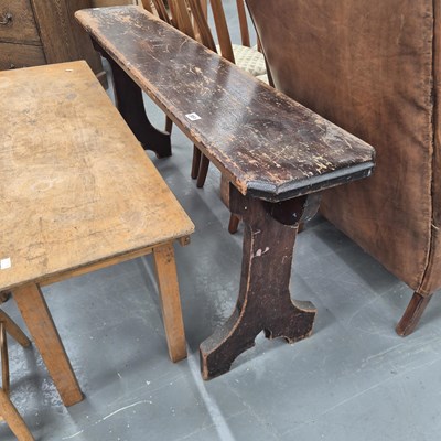 Lot 351 - An antique pine organ stool H 69 W 149 D 35cm