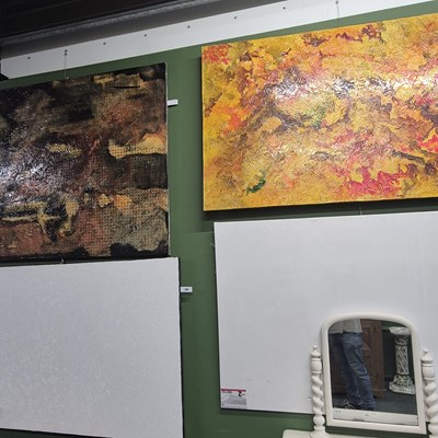 Lot 366 - Three large impasto abstract works on canvas...