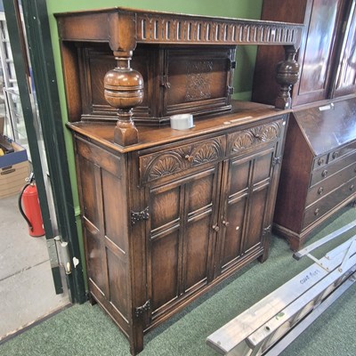 Lot 376 - A 20th century oak court cupboard in the 17th...