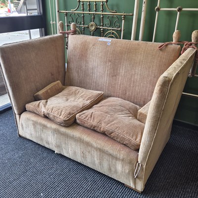 Lot 384 - A vintage knole sofa in a pale gold chenille...