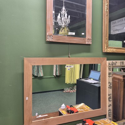 Lot 398 - A modern oak framed mirror 74 × 104cm, and a...