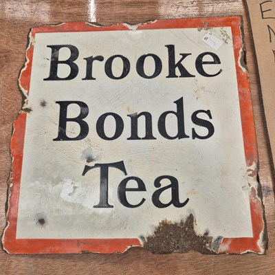 Lot 795 - A Brooke Bonds Tea enamel sign. 30.5 x 30.5 cm