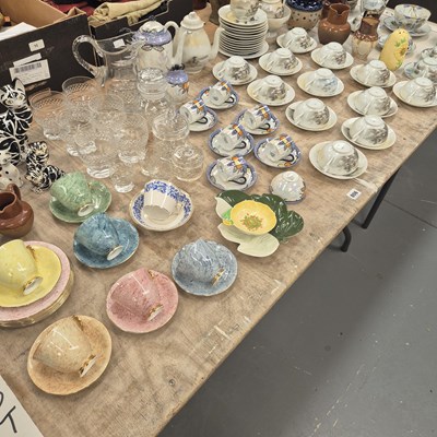 Lot 806 - Various decorative tea sets, cat figurines and...