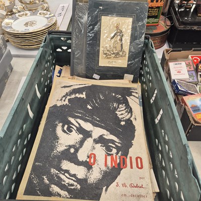 Lot 814 - A box of ephemera and prints etc.