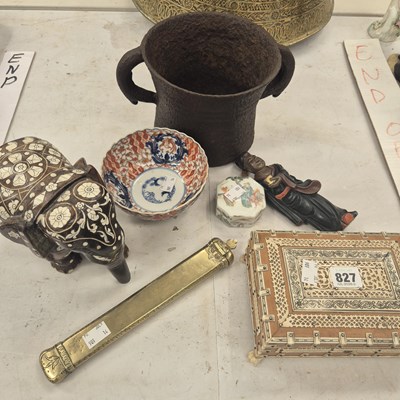Lot 827 - An eastern boxwood and bone mounted small...