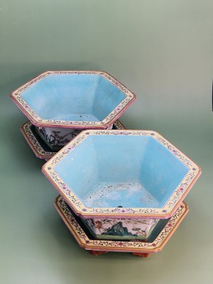 Lot 1838 - A pair of 20th century Chinese hexagonal...