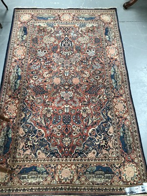Lot 429 - An unusual antique Persian Kashan pictorial...