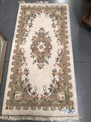 Lot 447 - An Indian rug of Aubusson design 186 × 94cm
