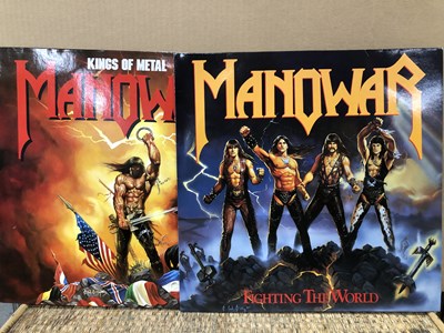 Lot 2906 - Manowar - Two LP records; Fighting The World...