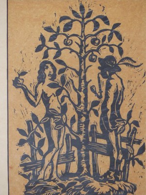 Lot 2804 - Two linocut prints on thin Japanese paper: H F...