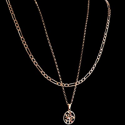 Lot 8 - A 9ct hallmarked gold figaro neck chain, a...