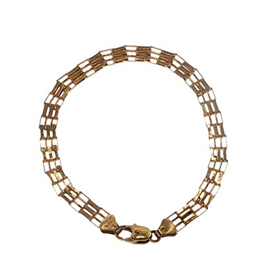 Lot 12 - An Italian 9ct gold bracelet composed of three...